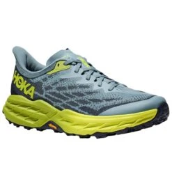 HOKA ONE ONE SPEEDGOAT 5 WIDE STONE BLUE/DARK CITRON 23 -Passionné De Plein Air 9 123929 speedgoat 5 wide stone blue dark citron 1123159 sbdct 03